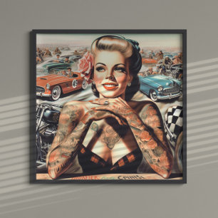Retro-Tävla-Pin-up Poster