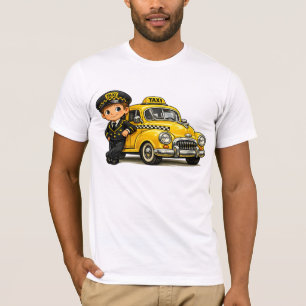 Retro taxichaufförsboy med gult veteranbilskläde t shirt