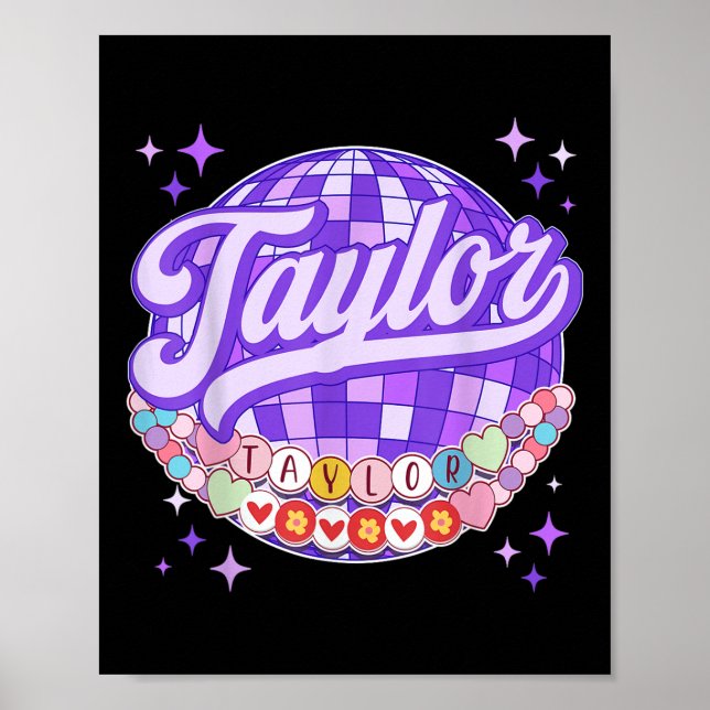 Retro Taylor First Namn Personlig Vänskap Br Poster (Framsidan)