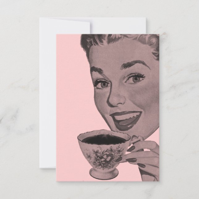 Retro Tea Party V2 Inbjudningar (Framsida)