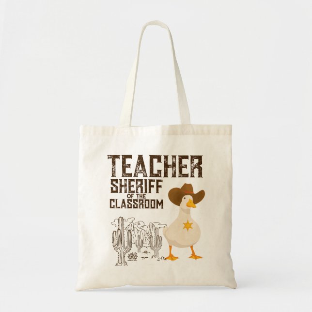 Retro Teacher Back to school sheriff Funny Goose Tygkasse (Framsidan)