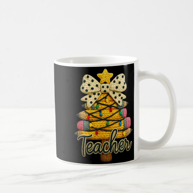 Retro Teacher Christmas, Funny Coquette Bow Gift S Kaffemugg (Höger)