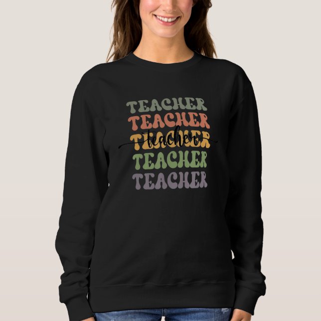Retro Teacher Colorful Elementary School Funny Pre T Shirt (Framsida)