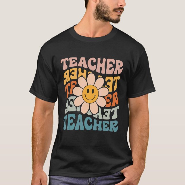 Retro Teacher Colorful Elementary School Teacher T Shirt (Framsida)