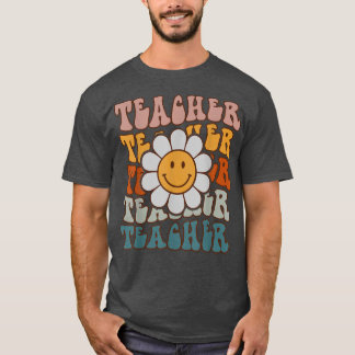 Retro Teacher Daisy Colorful Elementary School Tea T Shirt