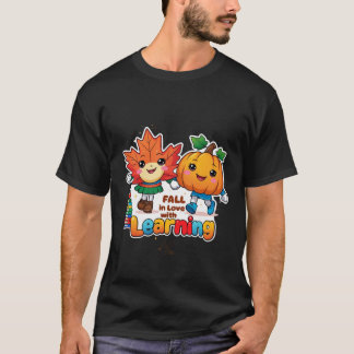 Retro Teacher Fall Png, Fall in Kärlek with Learni T Shirt