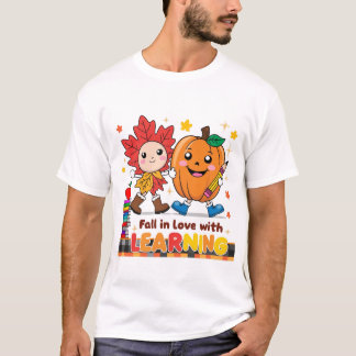 Retro Teacher Fall Png, Fall in Kärlek with Learni T Shirt