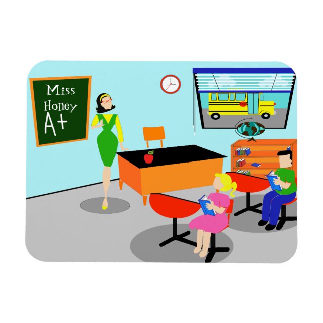 Retro Teacher Flexible Magnet (Horisontell)