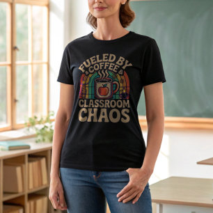 Retro Teacher Fueled by Coffee - Back to school T Shirt