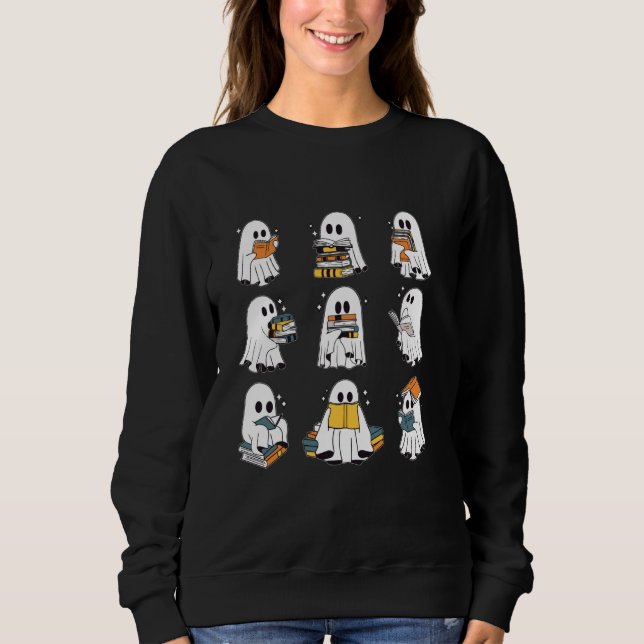 Retro Teacher Halloween Ghost Bookish Läs mer Bo T Shirt (Framsida)