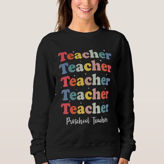 Retro Teacher Inspirational Back to School Prescho T Shirt (Framsida)