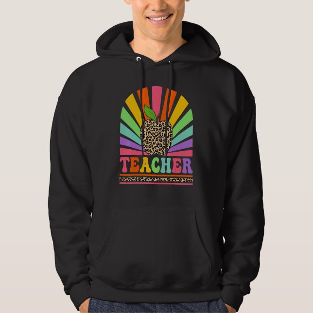 Retro Teacher Inspirational Colorful Back To Schoo Hoodie (Framsida)