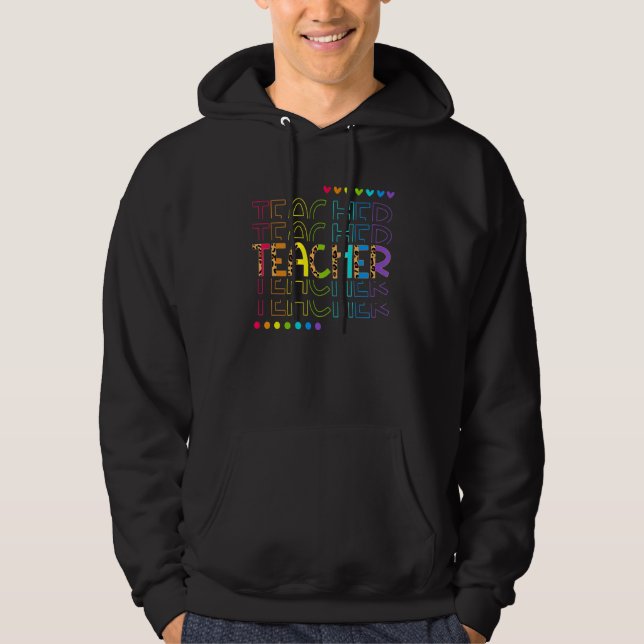 Retro Teacher Inspirational Colorful Elementary Sc Hoodie (Framsida)