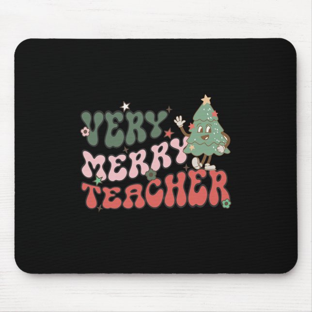 Retro Teacher jul Mycket merry Teacher Musmatta (Framsidan)