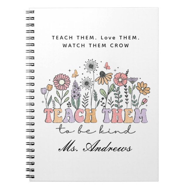 Retro Teacher, lär dem vara vänliga Anteckningsbok (Framsidan)