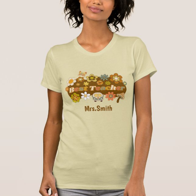 Retro Teacher Tshirt T Shirt (Framsida)