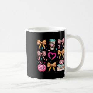 Retro Teacher Valentine Heart Coquette Teacher Bow Kaffemugg