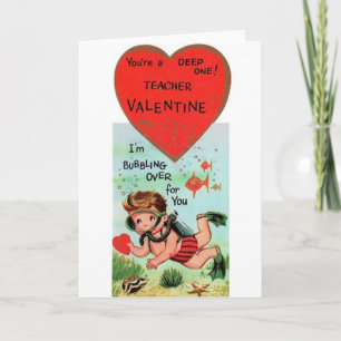 Retro Teacher Valentine Helgkort