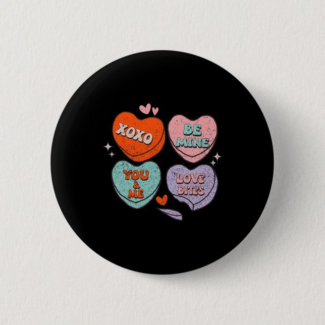Retro Teacher Valentines day Xoxo be Mine Valentin Knapp (Framsida)