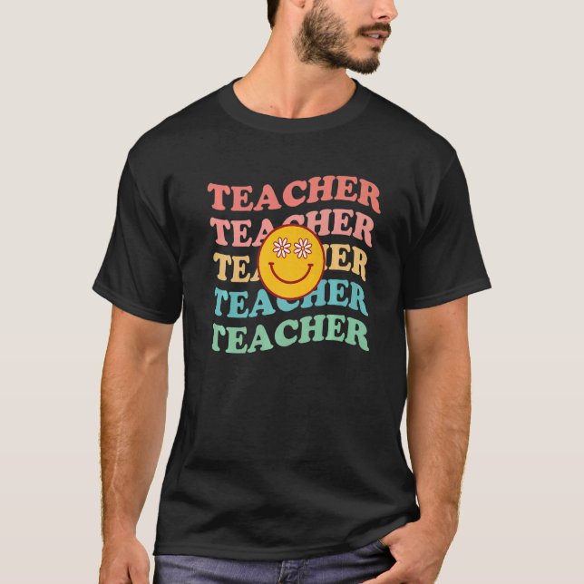 Retro Teachers Inspirational Colorful Elementary C T Shirt (Framsida)