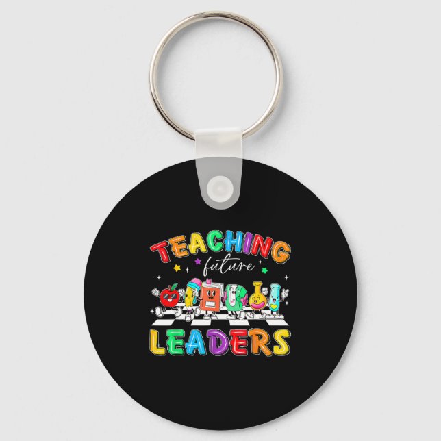 Retro Teaching Future Leaders Groovy Teacher Back  Nyckelring (Framsida)