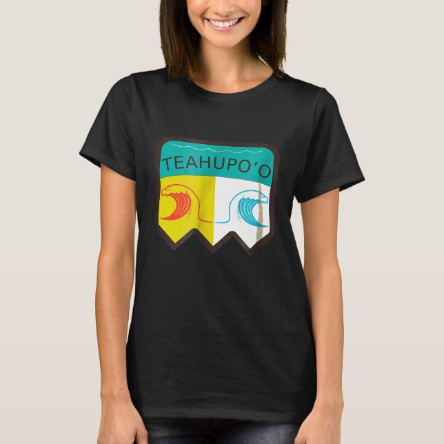 retro teahupoo surfa shirt med två stora vinkara t (Framsida)
