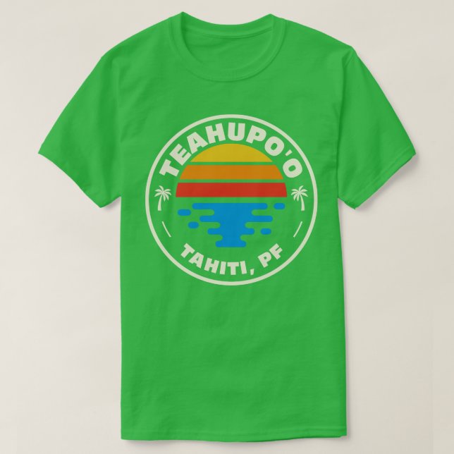 Retro Teahupoo Tahiti Vintage Beach Emblem T Shirt (Design framsida)
