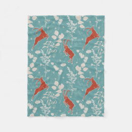 Retro Teal Capricorn Zodiac Festive Animal Fleecefilt