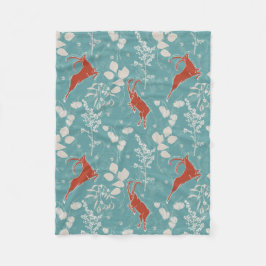 Retro Teal Capricorn Zodiac Festive Animal Fleecefilt