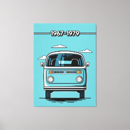 Retro Teal Classic Van Front Pop Art Illustration Canvastryck
