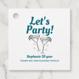 Retro Teal Cocktail Woman's 50th Birthday Party Gåvor Etiketter
