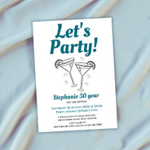 Retro Teal Cocktail Womans femtionde Födelsedagsfe