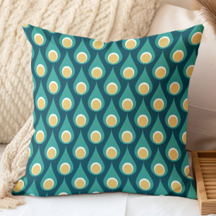 Retro Teal Gult Geometric droppe Mönster Kudde