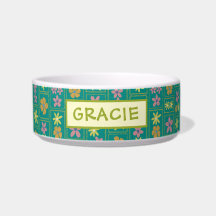 Retro Teal Lapptäcke Blommig Anpassad Medium Hund