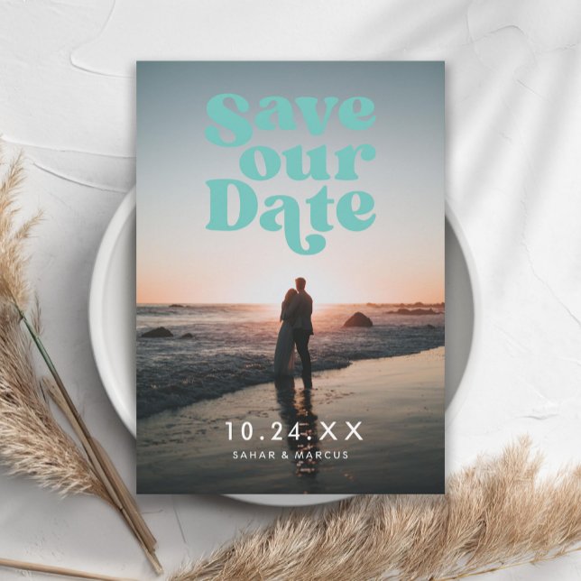 Retro Teal Photo Spara Datumet (Skapare uppladdad)