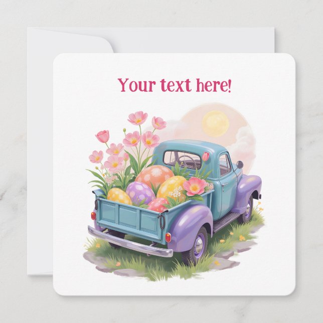Retro Teal & Purple Truck with Easter Eggs (Framsida)