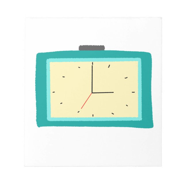 Retro Teal Rektangulär Väckarklocka Dekor Anteckningsblock (Framsida)