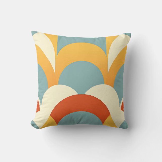 Retro Teal Senapsskal-mönster Kudde (Framsida)