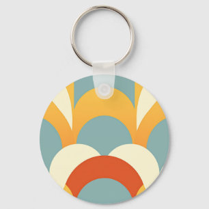 Retro Teal Senapsskal-mönster Nyckelring