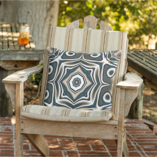 Retro Teal Slate Blue Grått Taupe Brown Art Möns Kudde