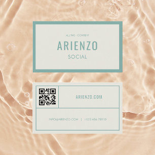 Retro Teal Social Media Affärskort QR-kod Visitkort