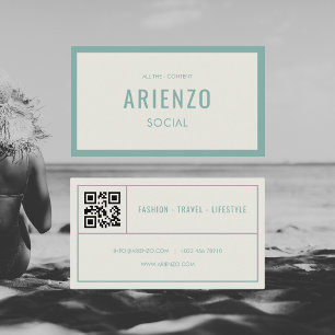 Retro Teal Social Media QR-Affärskort QR-kod Visitkort