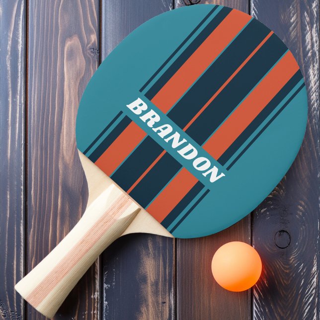 Retro Teal Splash Board-ränder med namn Pingisracket (Skapare uppladdad)