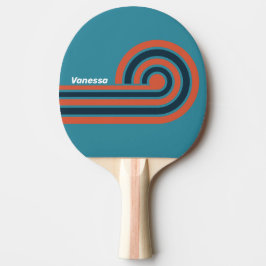 Retro Teal Splash-ränder med namn Pingisracket