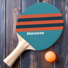 Retro Teal Splash-ränder med namn Pingisracket