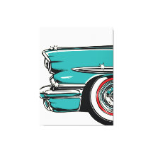 Retro Teal Sportbil Framifrån Pop Art-illustration
