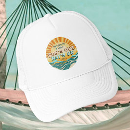Retro Teal Sunburst Family Beach Summer Vacation Keps