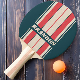 Retro Teal Vibe Board Ränder med Namn Pingisracket