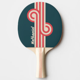 Retro Teal Vibe Loop med namn Pingisracket