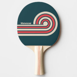 Retro Teal Vibe Ränder med Namn Pingisracket